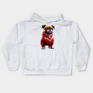 Cute Pug in Red Iron Suit with Arc Reactor Kids Hoodie